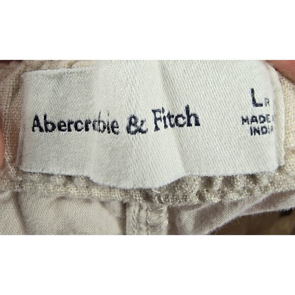 Abercrombie & Fitch Womens Linen Blend Shorts Off White Pull On High Rise L - Picture 6 of 8